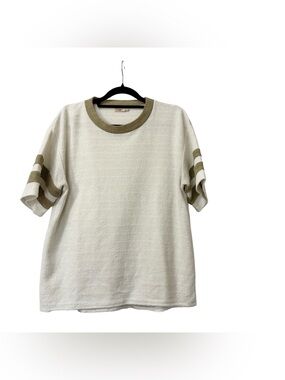 Faherty Beige Terry Cloth Varsity Crewneck Boxy Shirt Size Small Men’s